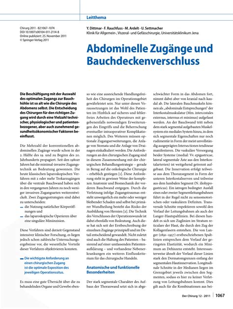 (PDF) Abdominelle Zugänge und .